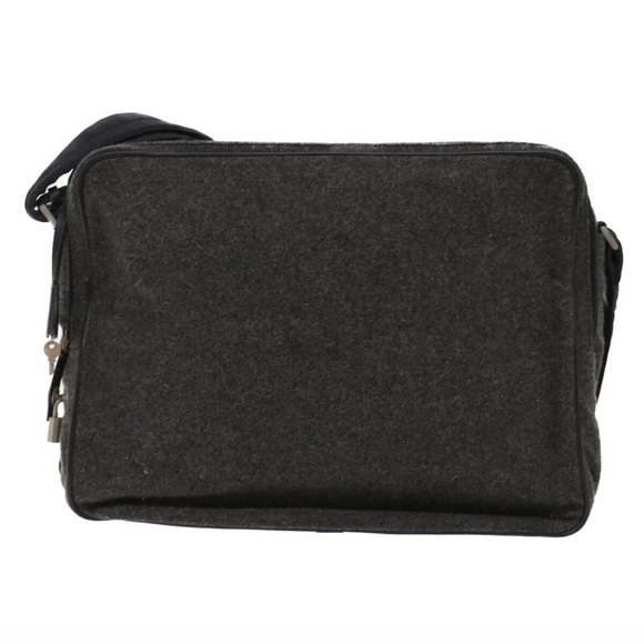 Pre-loved Prada Black and Gray Wool Messenger/ Shoulder Bag Fall/WinterVibes - Picture 3 of 16